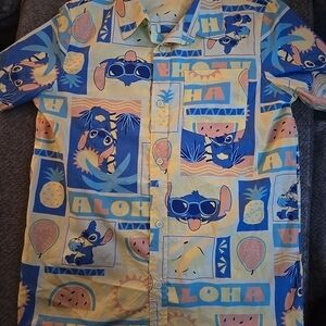Disney Stitch Aloha Kids Shirt - Blue and Yellow